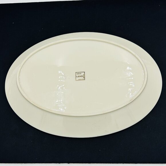 Lenox Rapture 13 3/4" Oval Large Serving Platter Ivory with Platinum Rim USA - Picture 6 of 7